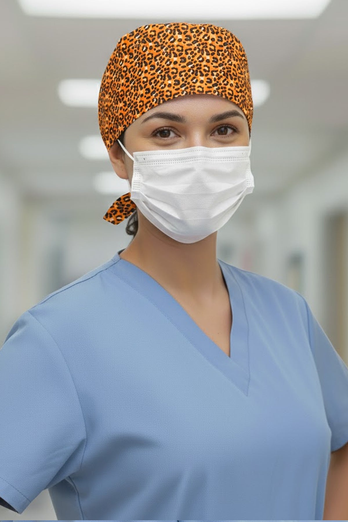 Leopar Desenli Cerrahi Bone Unisex – Likralı Doktor Hemşire Bonesi - Leopar