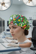 PopArt Desenli Cerrahi Bone Unisex – Likralı Doktor Hemşire Bonesi - PopArt