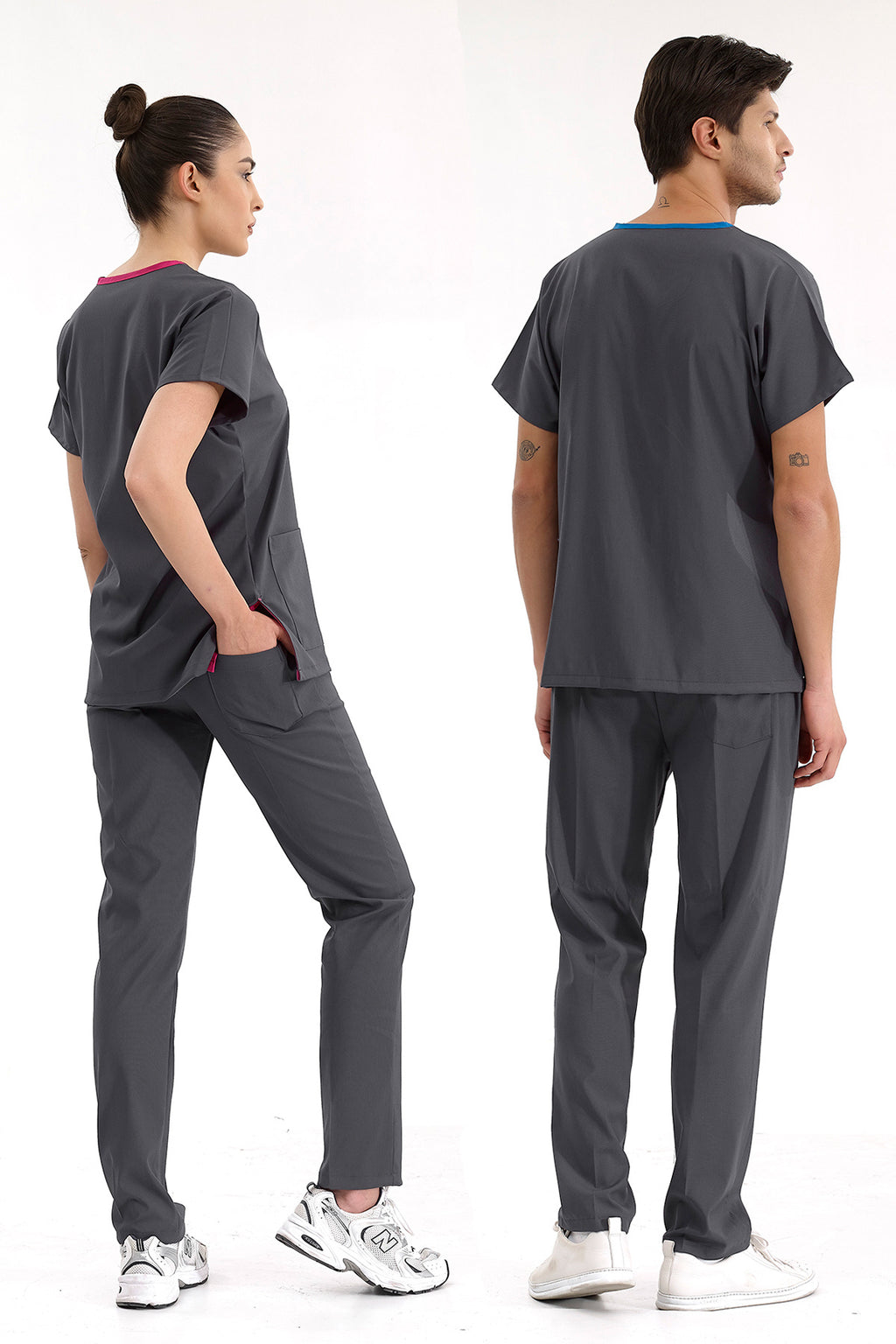 Füme Lüks Likralı Greys Alt Üst Takım Doktor Hemşire Scrubs Üniforma