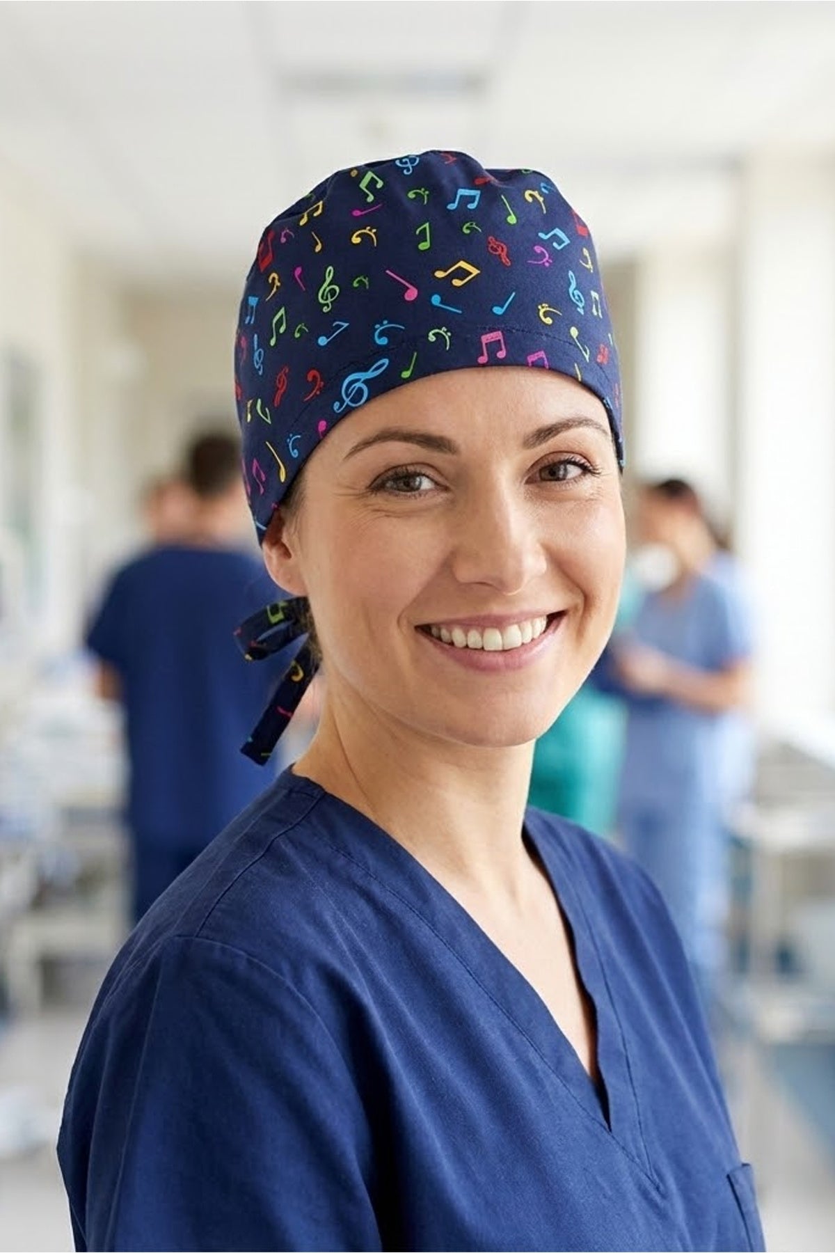 Nota Desenli Unisex Cerrahi Bone Hemşire ve Doktor Bone - Nota Desen