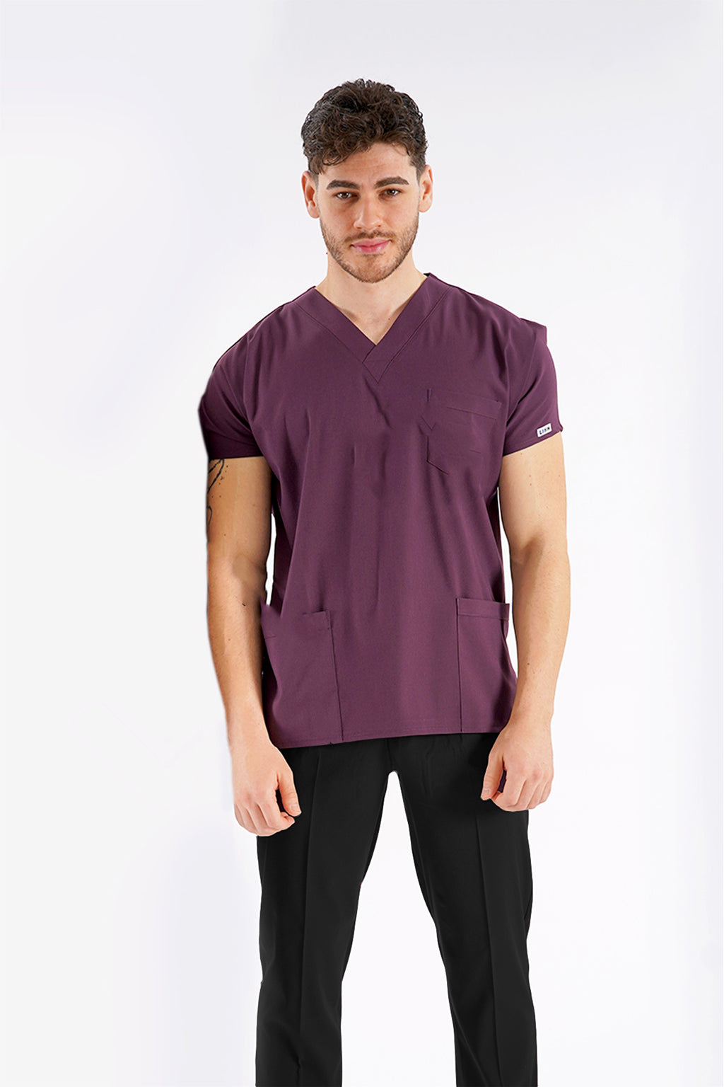 Mürdüm Dr.Greys Modeli Likralı Hemşire Doktor Forması Scrubs Tek Üst Unisex Yarasa Kol