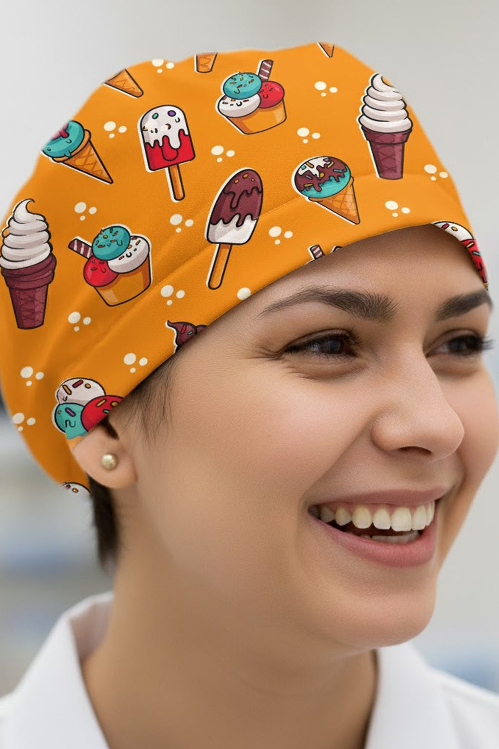 Ice Cream Desenli Cerrahi Bone Unisex – Likralı Doktor Hemşire Bonesi - Ice Cream