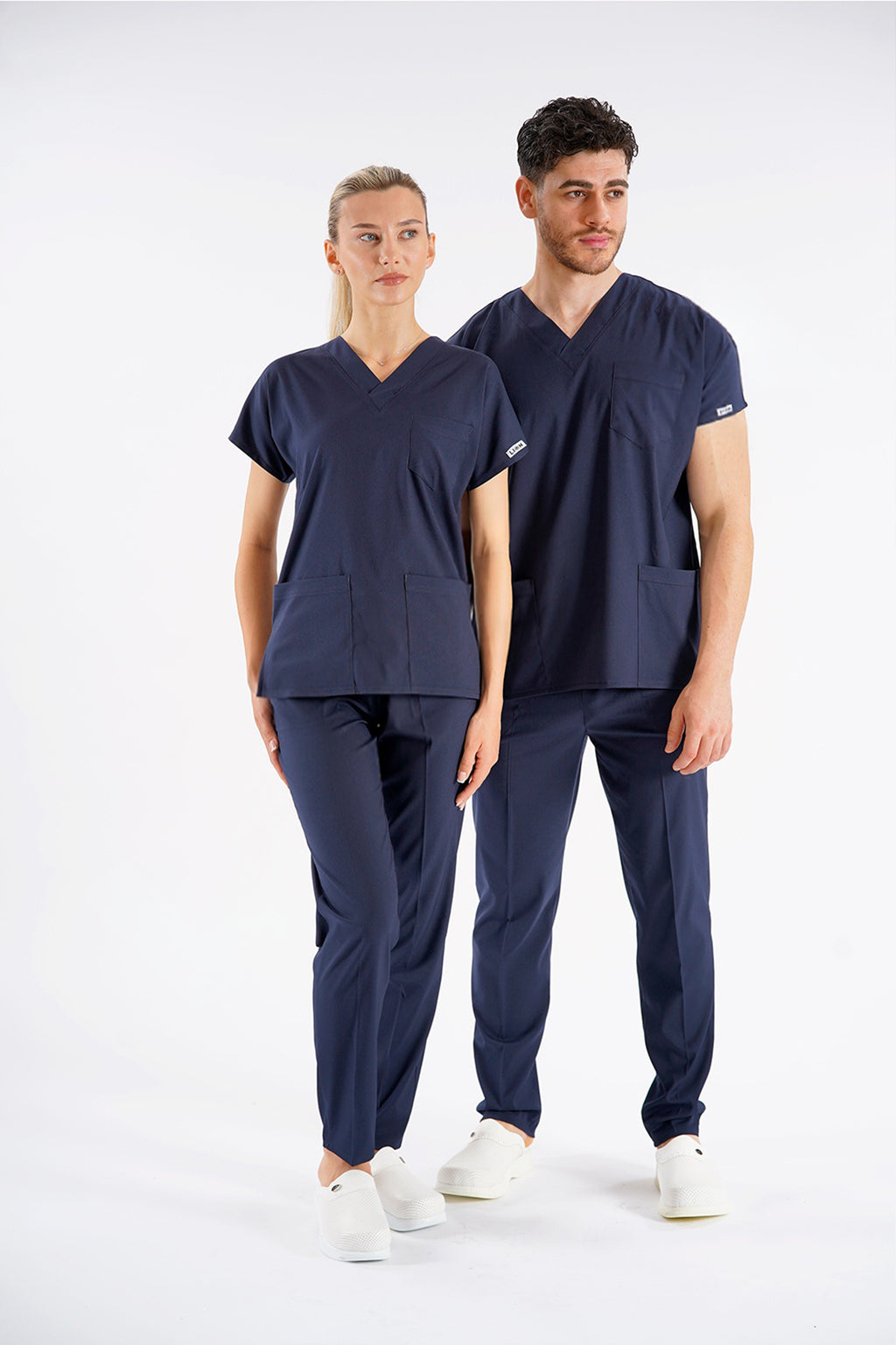 Lacivert Dr. Greys Modeli Likralı Hemşire Forması Unisex Yarasa Kol Doktor Scrubs Hastane Takımı