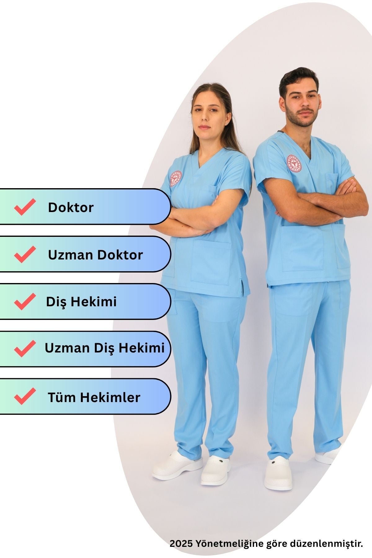Doktor Ve Hekim Forması Scrubs Likralı Takım Yeni Yönetmeliğe Uyumlu-Alaskan Blue