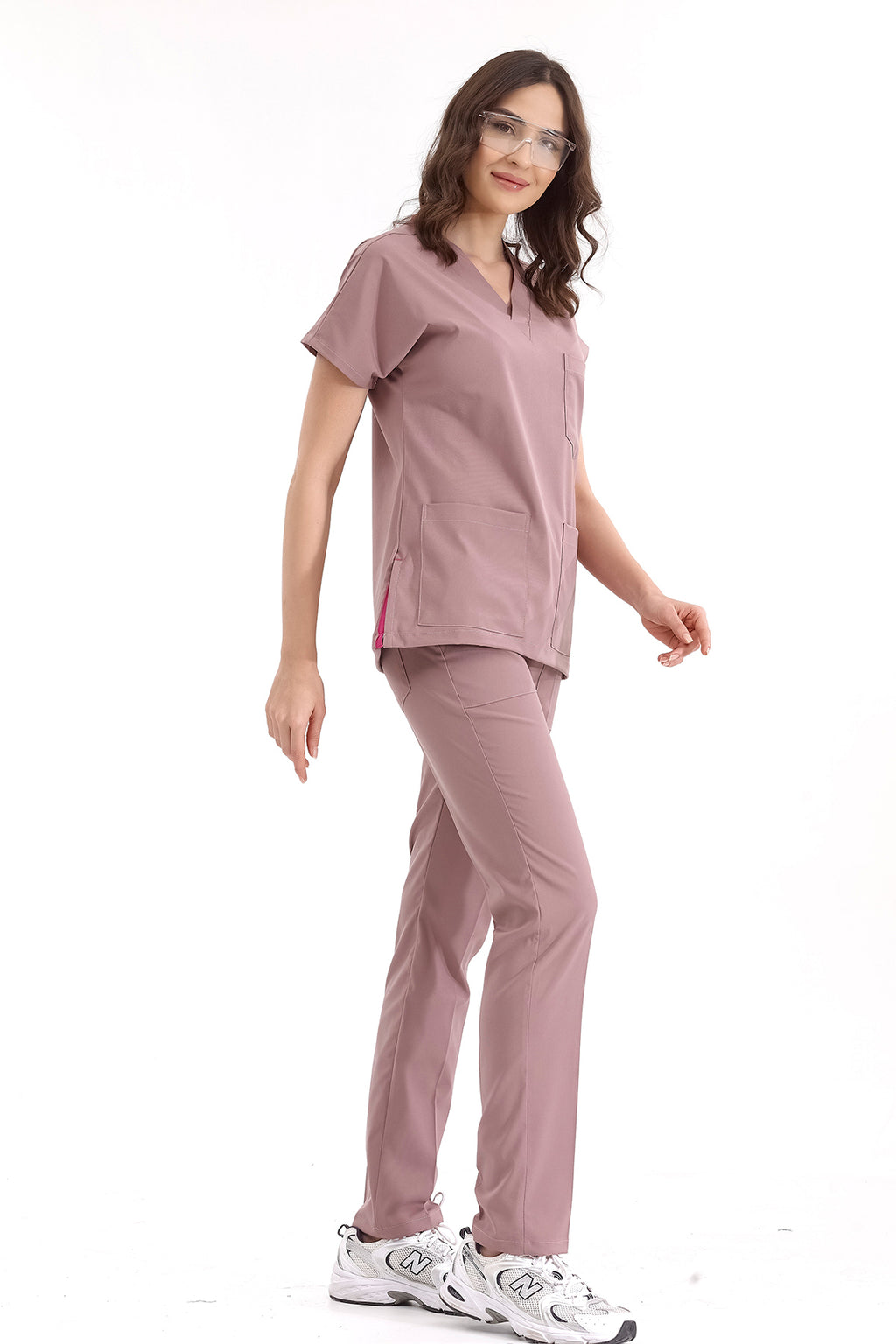 Gül Kurusu Lüks Likralı Greys Alt Üst Takım Doktor Hemşire Scrubs Üniforma