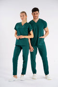 Avcı Yeşili Dr. Greys Modeli Likralı Hemşire Forması Unisex Yarasa Kol Doktor Scrubs Hastane Takımı