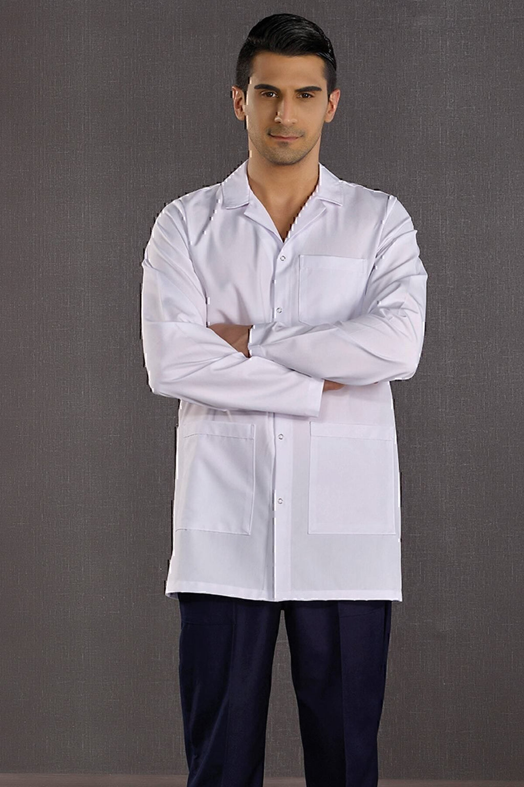 Erkek Klasik Yaka Laboratuvar Önlüğü Hemşire Eczacı Öğretmen Doktor- Alpaka Kumaş