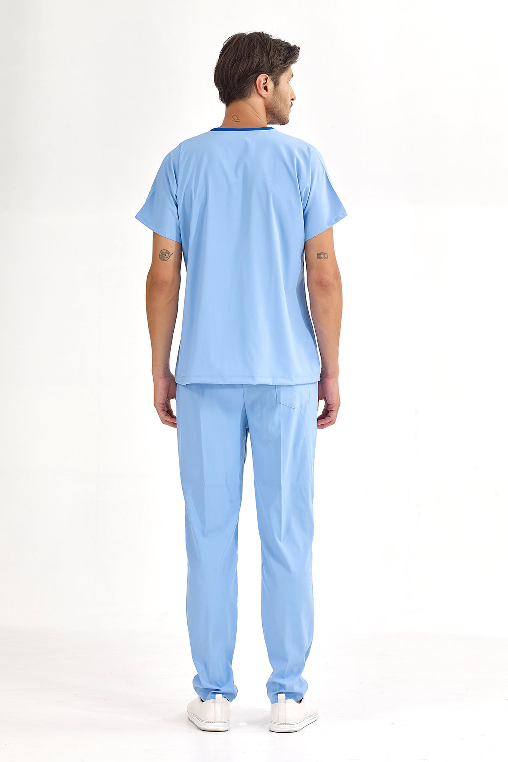 Açık Mavi Lüks Likralı Greys Alt Üst Takım Doktor Hemşire Scrubs Üniforma