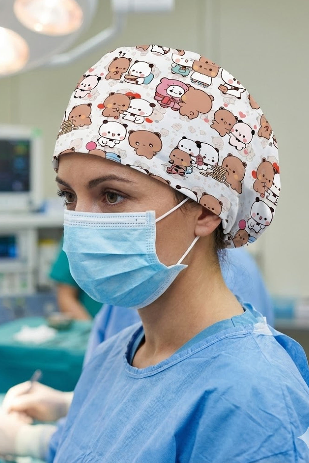 Dudu & Bubu Desenli Unisex Cerrahi Bone Hemşire ve Doktor Bone - Dudu & Bubu