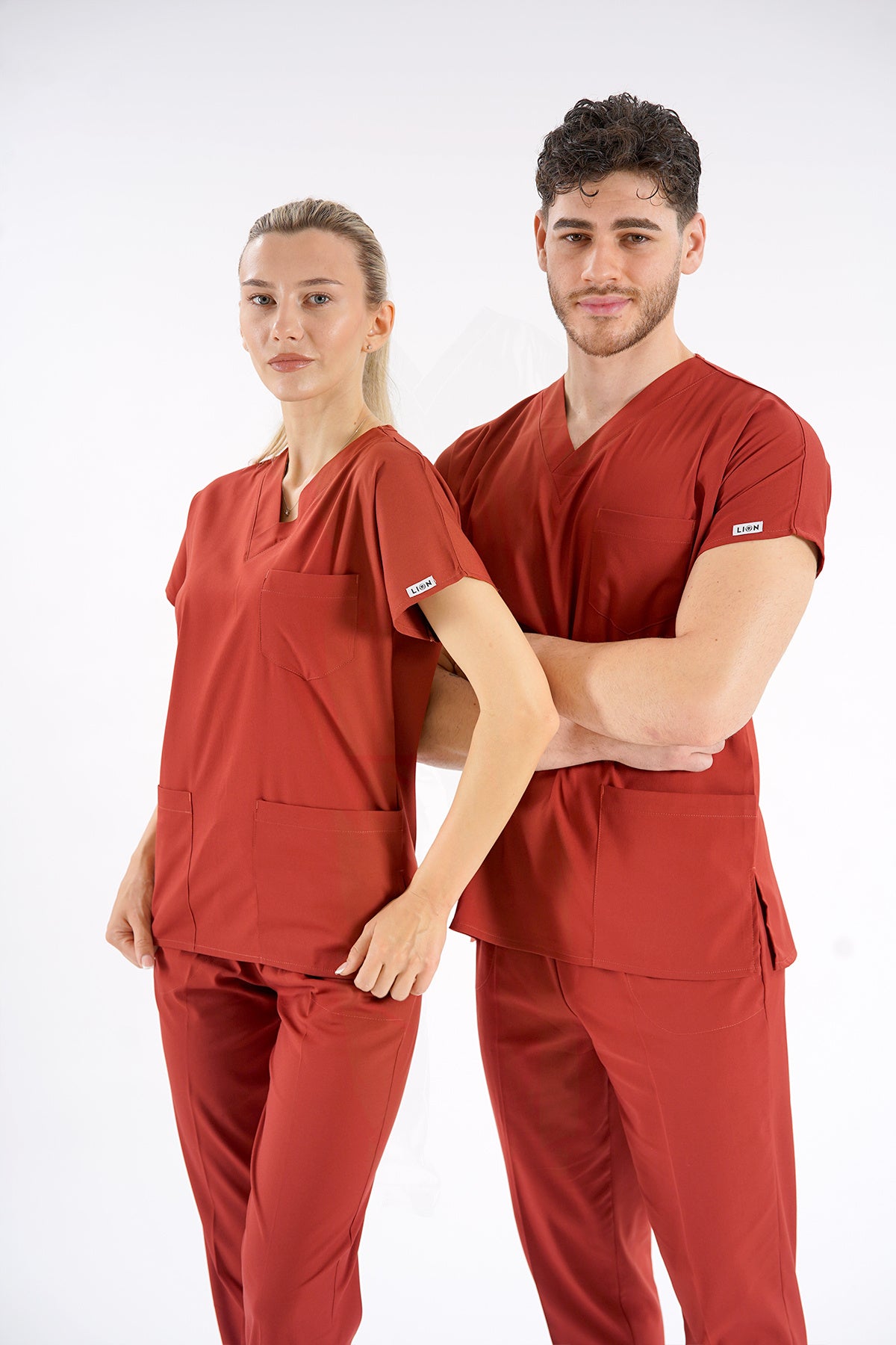 Kiremit Dr. Greys Modeli Likralı Hemşire Forması Unisex Yarasa Kol Doktor Scrubs Hastane Takımı