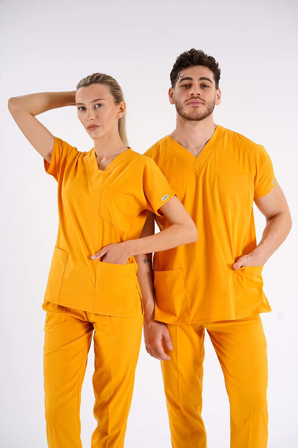 Hardal Dr. Greys Modeli Likralı Hemşire Forması Unisex Yarasa Kol Doktor Scrubs Hastane Takımı