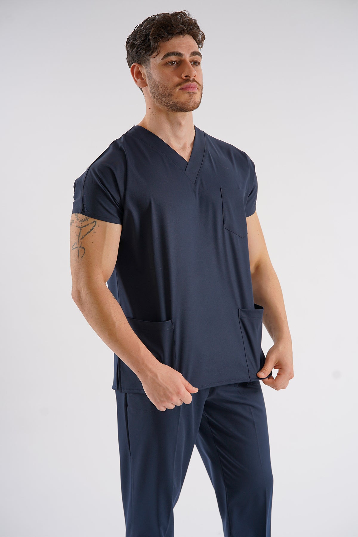 Dr.greys Modeli Lacivert Royal Çift Yön Likralı Premium Scrubs