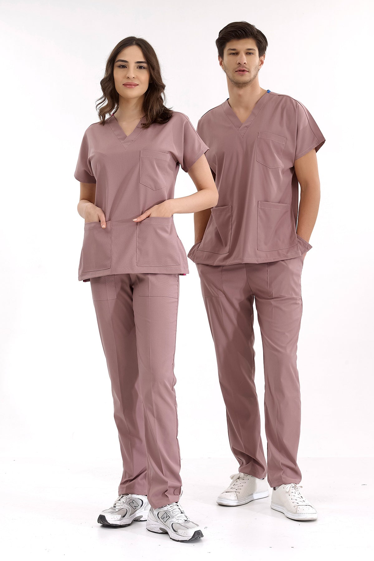 Gül Kurusu Lüks Likralı Greys Alt Üst Takım Doktor Hemşire Scrubs Üniforma