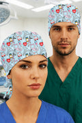 Tıp Semboller Desenli Unisex Cerrahi Bone Hemşire ve Doktor Bone - Tıp Semboller