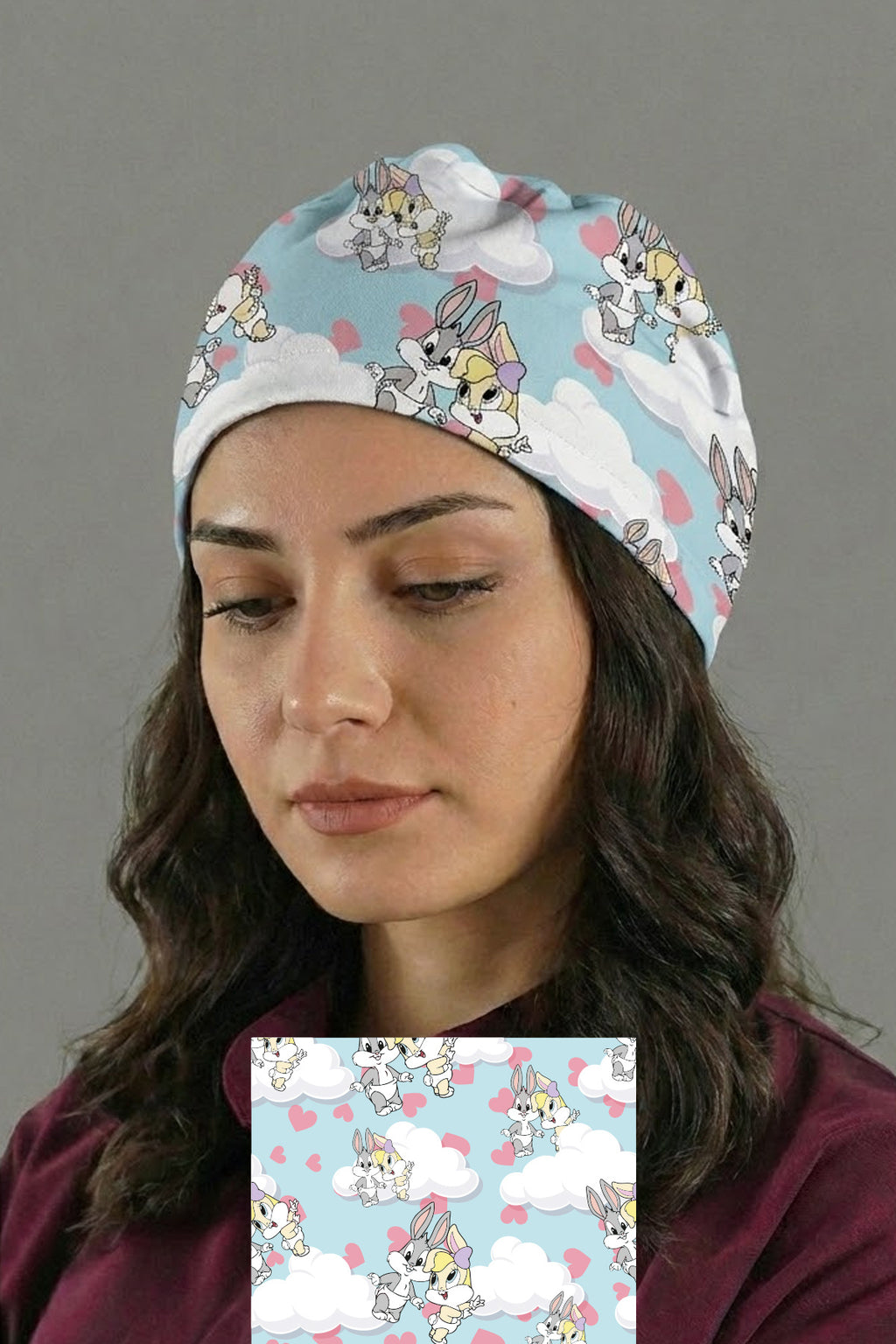 Baby Bunny Desenli Unisex Cerrahi Bone Hemşire ve Doktor Bone - Baby Bunny