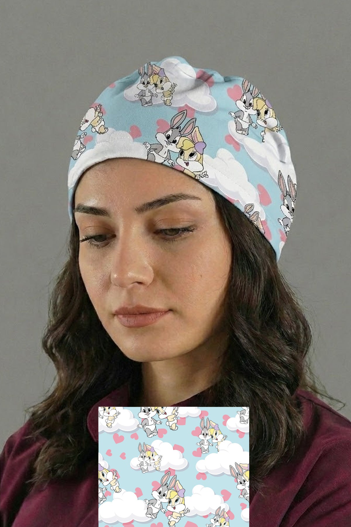 Baby Bunny Desenli Unisex Cerrahi Bone Hemşire ve Doktor Bone - Baby Bunny
