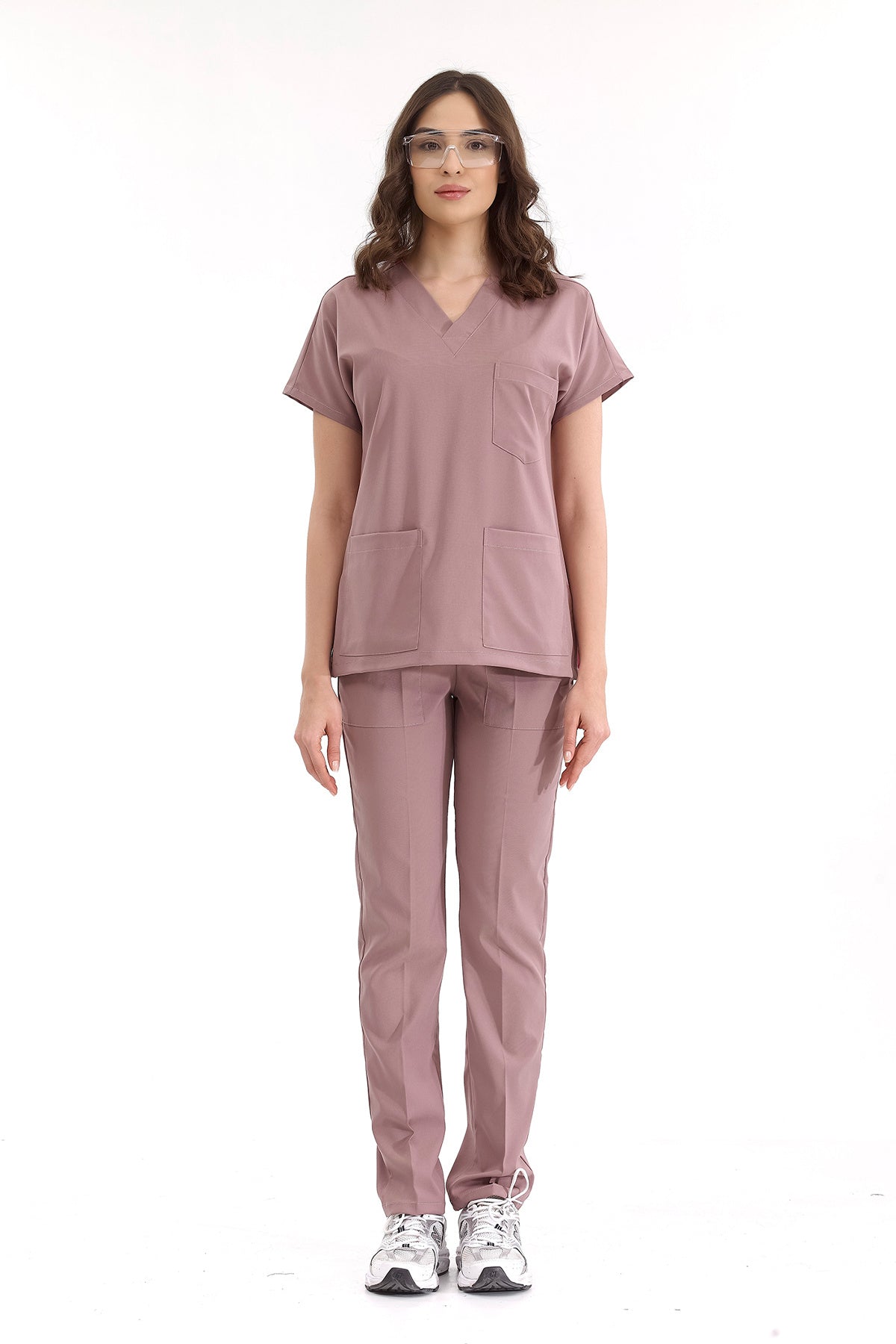 Gül Kurusu Lüks Likralı Greys Alt Üst Takım Doktor Hemşire Scrubs Üniforma