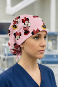 Minnie Mouse Desenli Cerrahi Bone Unisex – Likralı Doktor Hemşire Bonesi - Minnie Mouse