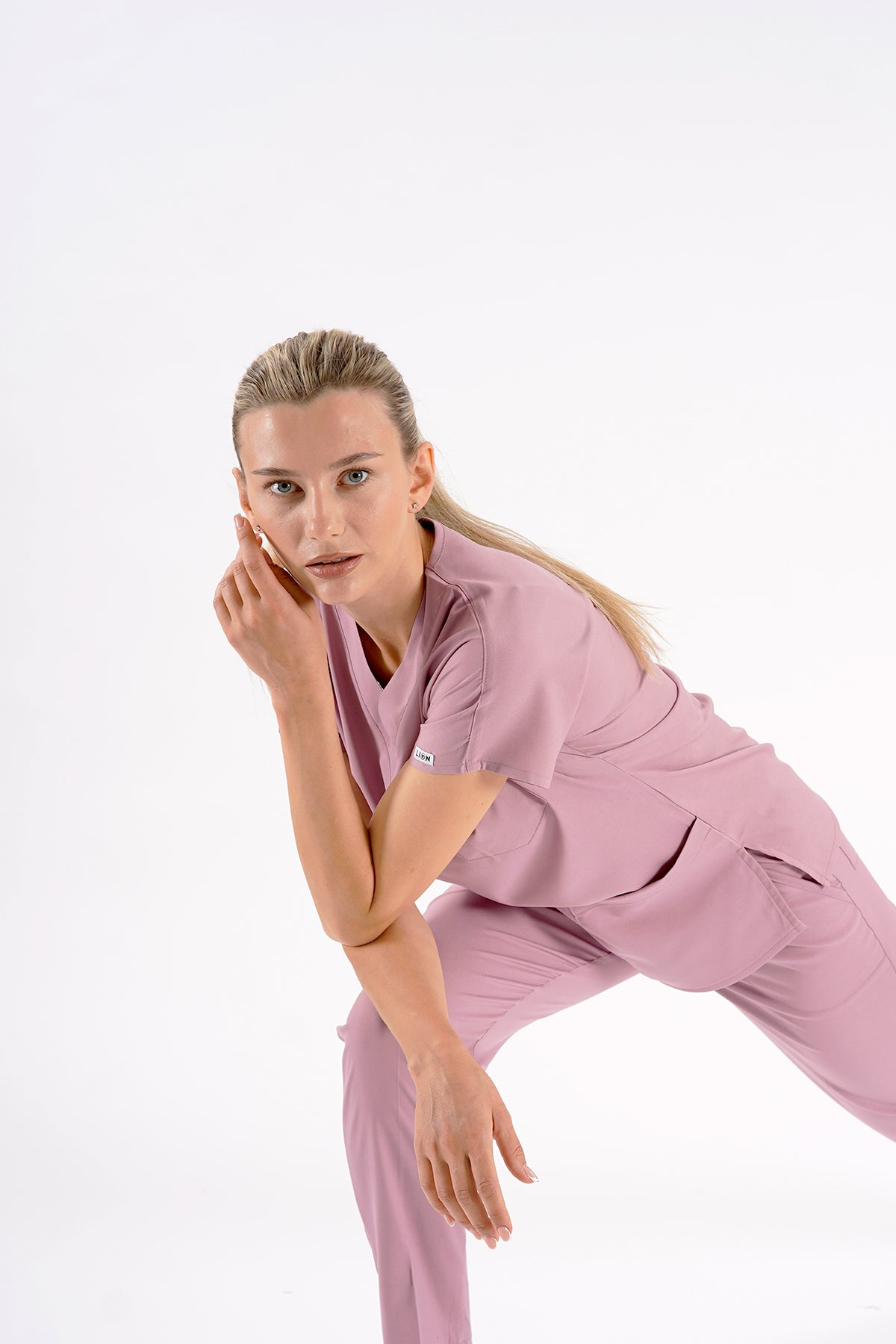 Gül Kurusu Dr. Greys Modeli Likralı Hemşire Forması Unisex Yarasa Kol Doktor Scrubs Hastane Takımı