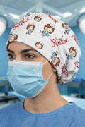 Happy Nurse Desenli Cerrahi Bone Unisex – Likralı Doktor Hemşire Bonesi - Happy Nurse
