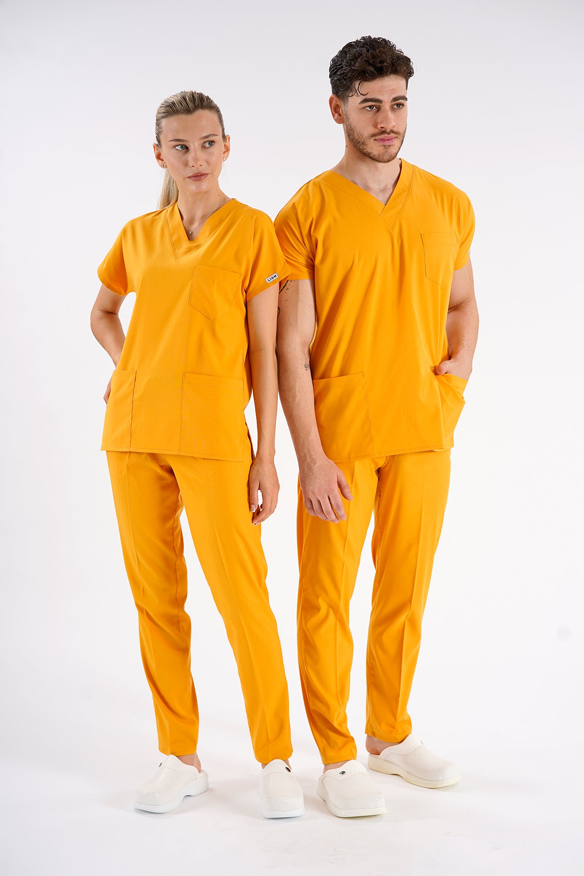 Hardal Dr. Greys Modeli Likralı Hemşire Forması Unisex Yarasa Kol Doktor Scrubs Hastane Takımı
