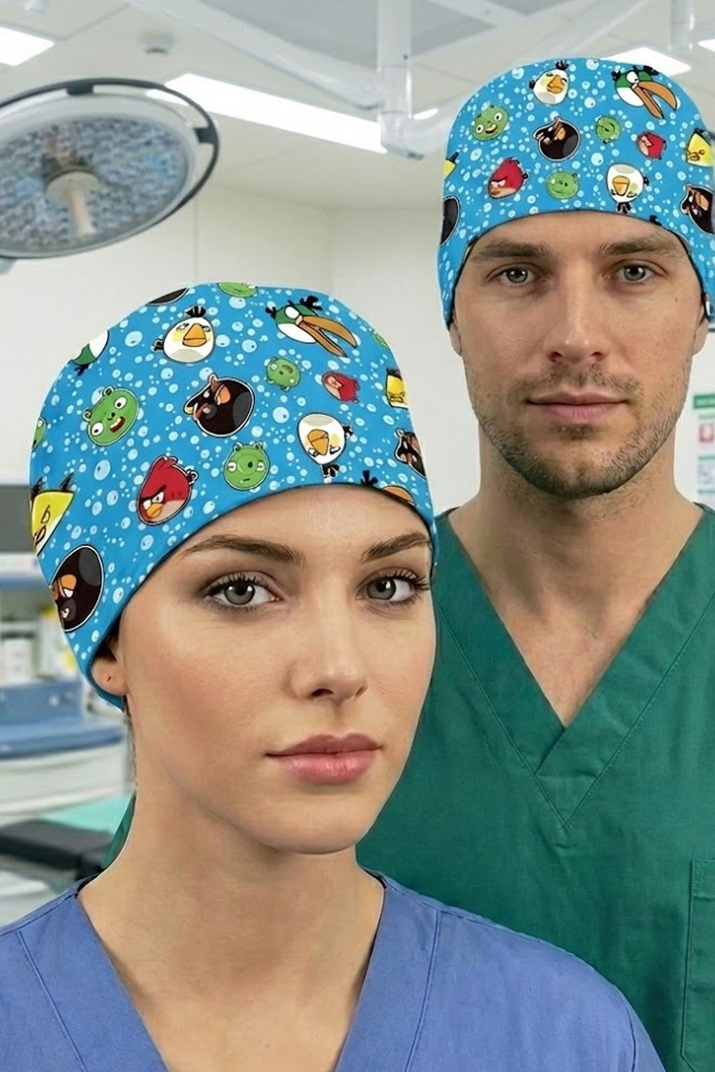 1 Desenli Unisex Cerrahi Bone Hemşire ve Doktor Bone - Angry Birds 1
