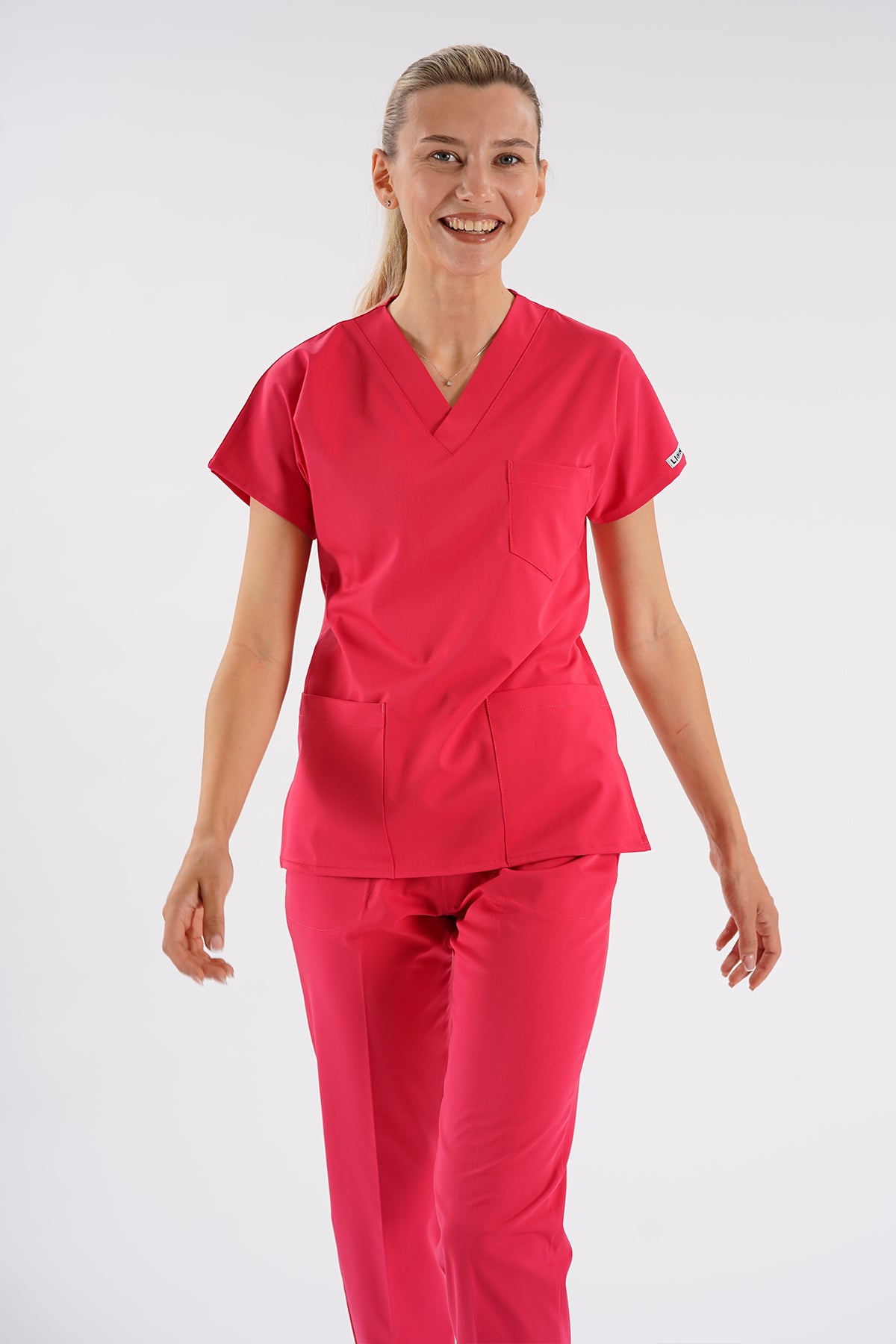 Dr.greys Modeli Nar Çiçeği Royal Çift Yön Likralı Premium Scrubs