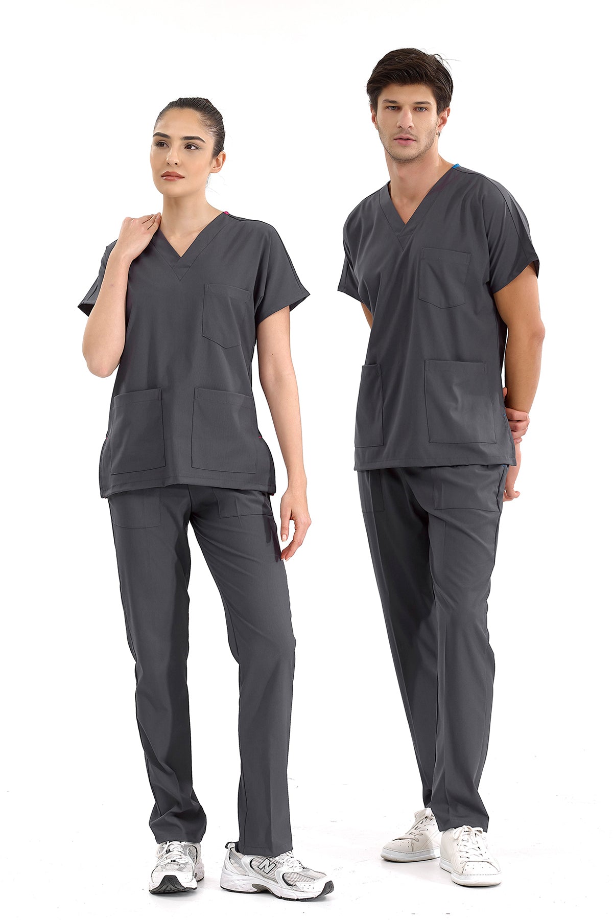 Füme Lüks Likralı Greys Alt Üst Takım Doktor Hemşire Scrubs Üniforma